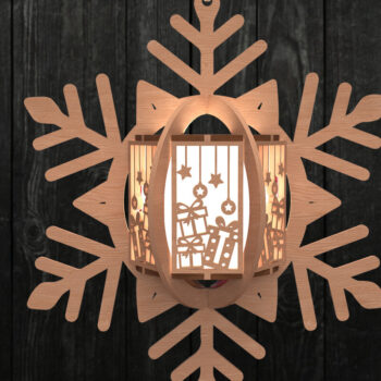 Intra απο ξύλο plywood 3mm-4mm πάχος Χριστουγεννιάτικο στολίδι φαναριού με νιφάδα χιονιού Δίασταση 3x3 cm INTRAFABR-109536559 - Image 1