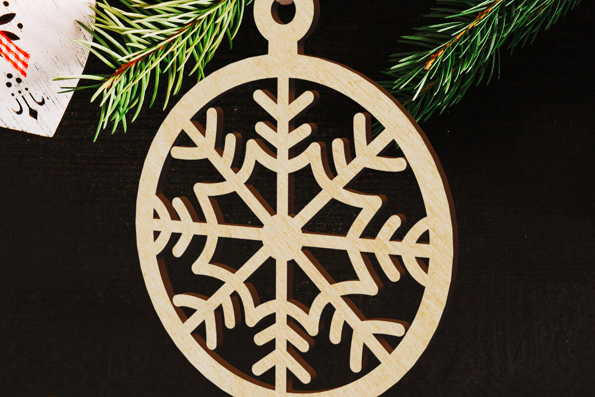 Intra απο ξύλο plywood 3mm-4mm πάχος Χριστουγεννιάτικη διακόσμηση με νιφάδα χιονιού Δίασταση 6x7 cm INTRAFABR-108064067