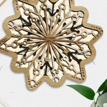 Intra απο ξύλο plywood 3mm-4mm πάχος Χριστουγεννιάτικα στολίδια με νιφάδα χιονιού, Δίασταση 4x4 cm INTRAFABR-85792028 - Image 3