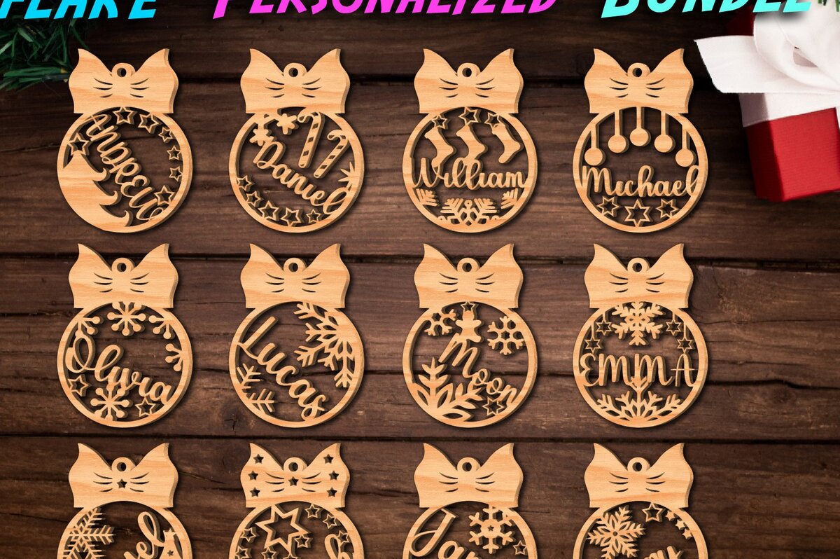 Intra απο ξύλο plywood 3mm-4mm πάχος Προσωποποιημένη δέσμη Χριστουγεννιάτικων νιφάδων χιονιού Δίασταση 8x8 cm INTRAFABR-43914408