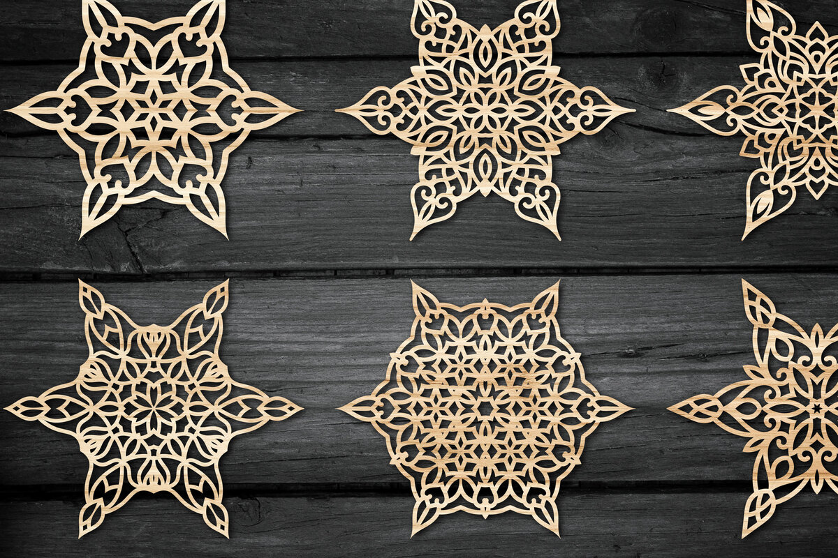 Intra απο ξύλο plywood 3mm-4mm πάχος Christmas Snowflake , Snowflakes Δίασταση 15x15 cm INTRAFABR-54559866