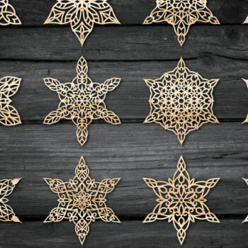 Intra απο ξύλο plywood 3mm-4mm πάχος Christmas Snowflake , Snowflakes Δίασταση 15x15 cm INTRAFABR-54559866 - Image 2