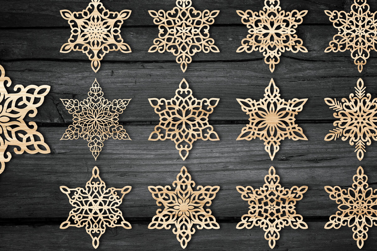 Intra απο ξύλο plywood 3mm-4mm πάχος Christmas Snowflake , Snowflakes Δίασταση 12x12 cm INTRAFABR-49789340