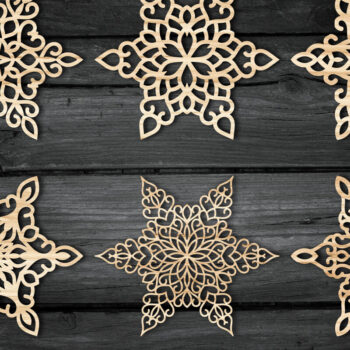 Intra απο ξύλο plywood 3mm-4mm πάχος Christmas Snowflake , Snowflakes Δίασταση 12x12 cm INTRAFABR-49789340 - Image 2