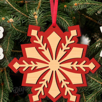 Intra απο ξύλο plywood 3mm-4mm πάχος κοπής με λέιζερ Χριστουγεννιάτικες νιφάδες χιονιού Δίασταση 15x15 cm INTRAFABR-109208227 - Image 1