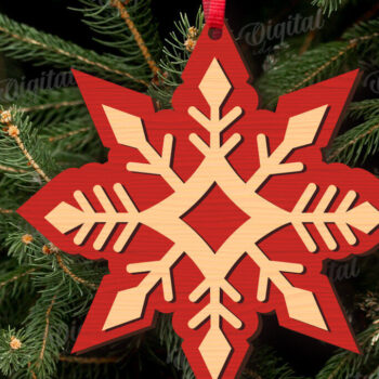 Intra απο ξύλο plywood 3mm-4mm πάχος κοπής με λέιζερ Χριστουγεννιάτικες νιφάδες χιονιού Δίασταση 15x15 cm INTRAFABR-109208227 - Image 4