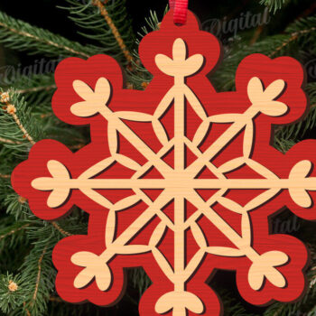 Intra απο ξύλο plywood 3mm-4mm πάχος κοπής με λέιζερ Χριστουγεννιάτικες νιφάδες χιονιού Δίασταση 15x15 cm INTRAFABR-109208227 - Image 5