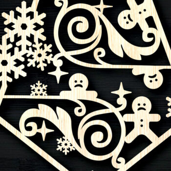 Intra απο ξύλο plywood 3mm-4mm πάχος στολιδιών με χριστουγεννιάτικες νιφάδες χιονιού Δίασταση 8x8 cm INTRAFABR-104756391 - Image 6