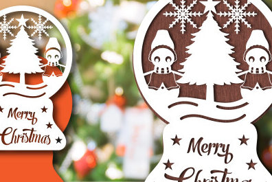 Intra απο ξύλο plywood 3mm-4mm πάχος Christmas Snowglobe PaperCut Δίασταση 15x15 cm INTRAFABR-80689143