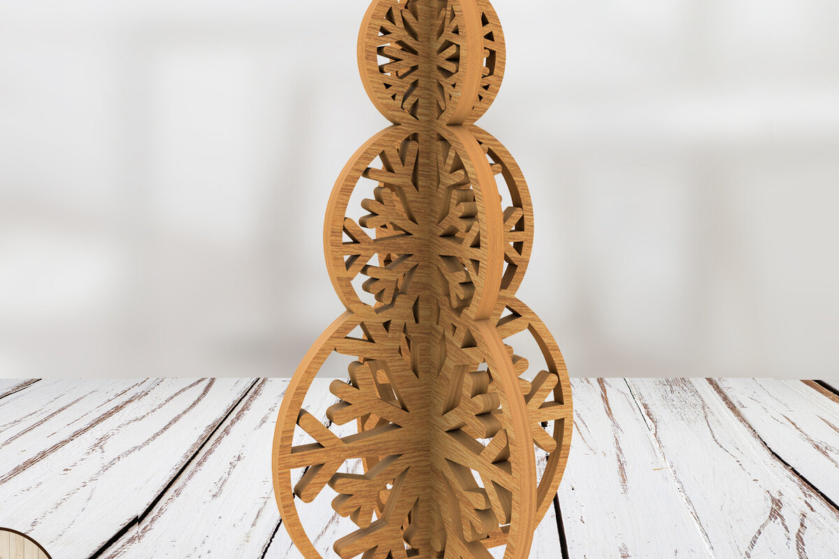 Intra απο ξύλο plywood 3mm-4mm πάχος Χριστουγεννιάτικο διακοσμητικό τρισδιάστατο μοντέλο χιονάνθρωπος Δίασταση 4x4 cm INTRAFABR-108479133 - Image 1