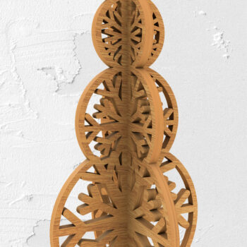 Intra απο ξύλο plywood 3mm-4mm πάχος Χριστουγεννιάτικο διακοσμητικό τρισδιάστατο μοντέλο χιονάνθρωπος Δίασταση 4x4 cm INTRAFABR-108479133 - Image 2