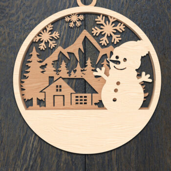 Intra απο ξύλο plywood 3mm-4mm πάχος Χριστουγεννιάτικο στολίδι χιονάνθρωπος κομμένο με λέιζερ Δίασταση 8x8 cm INTRAFABR-106791177 - Image 1