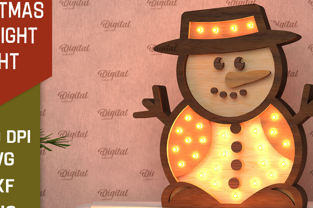 Intra απο ξύλο plywood 3mm-4mm πάχος Χριστουγεννιάτικο Snowman Led Nightlight  Δίασταση 15x15 cm INTRAFABR-107832347