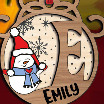 Intra απο ξύλο plywood 3mm-4mm πάχος Χριστουγεννιάτικο γράμμα χιονάνθρωπος E δώρο διακοπών Δίασταση 8x8 cm INTRAFABR-110407922 - Image 1