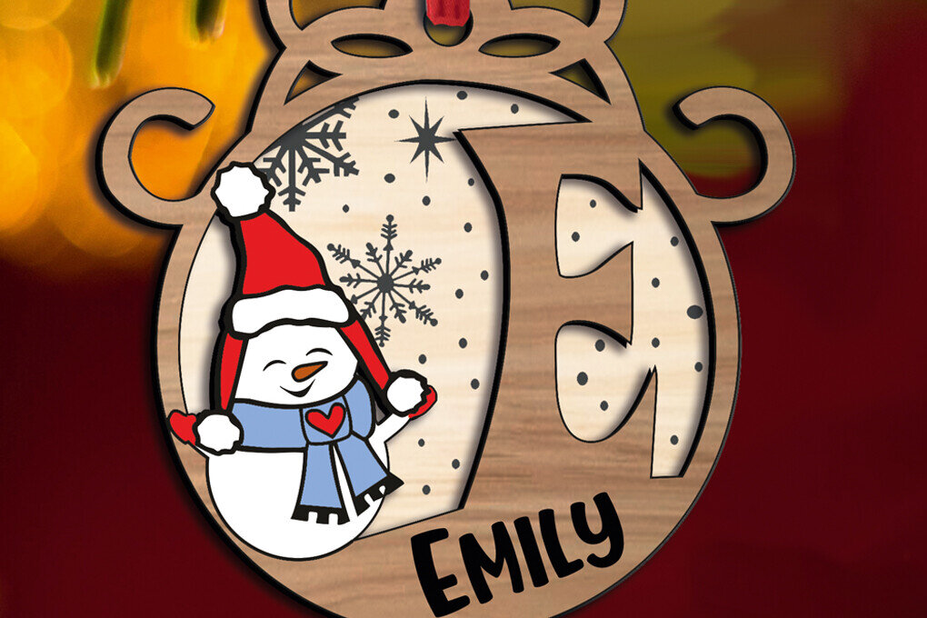 Intra απο ξύλο plywood 3mm-4mm πάχος Χριστουγεννιάτικο γράμμα χιονάνθρωπος E δώρο διακοπών Δίασταση 8x8 cm INTRAFABR-110407922