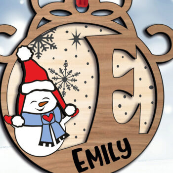 Intra απο ξύλο plywood 3mm-4mm πάχος Χριστουγεννιάτικο γράμμα χιονάνθρωπος E δώρο διακοπών Δίασταση 8x8 cm INTRAFABR-110407922 - Image 2