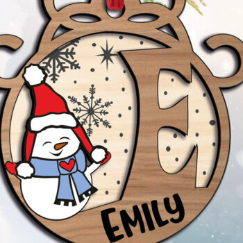 Intra απο ξύλο plywood 3mm-4mm πάχος Χριστουγεννιάτικο γράμμα χιονάνθρωπος E δώρο διακοπών Δίασταση 8x8 cm INTRAFABR-110407922 - Image 3