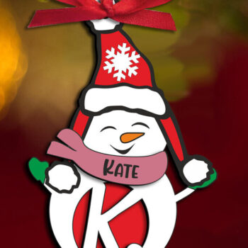 Intra απο ξύλο plywood 3mm-4mm πάχος Χριστουγεννιάτικο στολίδι δέντρου με γράμμα K χιονάνθρωπος Δίασταση 8x8 cm INTRAFABR-110079616 - Image 3