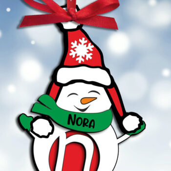 Intra απο ξύλο plywood 3mm-4mm πάχος Χριστουγεννιάτικο στολίδι δέντρου γράμμα N χιονάνθρωπος Δίασταση 8x8 cm INTRAFABR-110115935 - Image 1