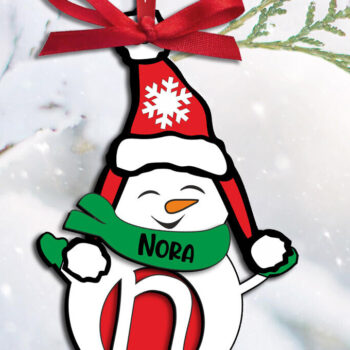 Intra απο ξύλο plywood 3mm-4mm πάχος Χριστουγεννιάτικο στολίδι δέντρου γράμμα N χιονάνθρωπος Δίασταση 8x8 cm INTRAFABR-110115935 - Image 2