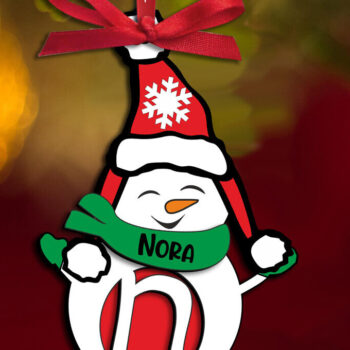 Intra απο ξύλο plywood 3mm-4mm πάχος Χριστουγεννιάτικο στολίδι δέντρου γράμμα N χιονάνθρωπος Δίασταση 8x8 cm INTRAFABR-110115935 - Image 3