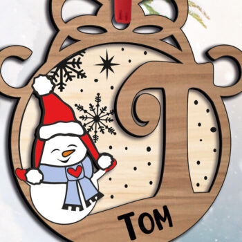 Intra απο ξύλο plywood 3mm-4mm πάχος Χριστουγεννιάτικο λέιζερ διακοπών Letter T χιονάνθρωπος Δίασταση 8x8 cm INTRAFABR-110714436 - Image 2
