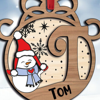 Intra απο ξύλο plywood 3mm-4mm πάχος Χριστουγεννιάτικο λέιζερ διακοπών Letter T χιονάνθρωπος Δίασταση 8x8 cm INTRAFABR-110714436 - Image 3