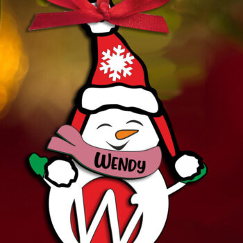 Intra απο ξύλο plywood 3mm-4mm πάχος Χριστουγεννιάτικο γράμμα χιονάνθρωπος W Στολίδι Δίασταση 8x8 cm INTRAFABR-110185812 - Image 1