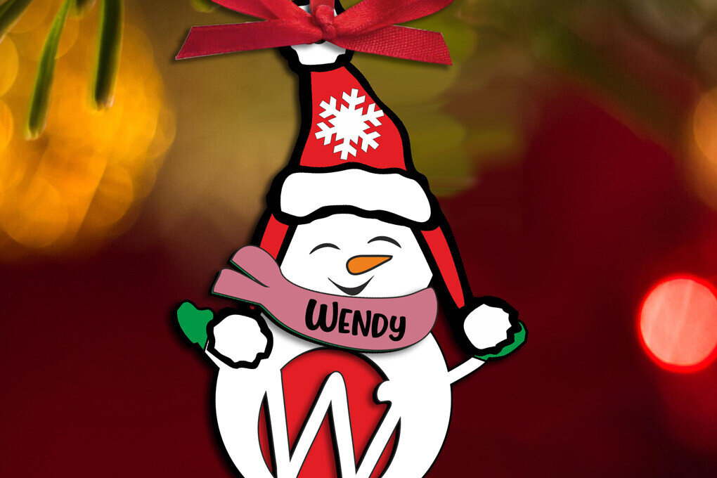 Intra απο ξύλο plywood 3mm-4mm πάχος Χριστουγεννιάτικο γράμμα χιονάνθρωπος W Στολίδι Δίασταση 8x8 cm INTRAFABR-110185812