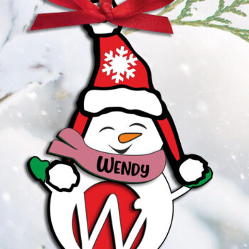 Intra απο ξύλο plywood 3mm-4mm πάχος Χριστουγεννιάτικο γράμμα χιονάνθρωπος W Στολίδι Δίασταση 8x8 cm INTRAFABR-110185812 - Image 2