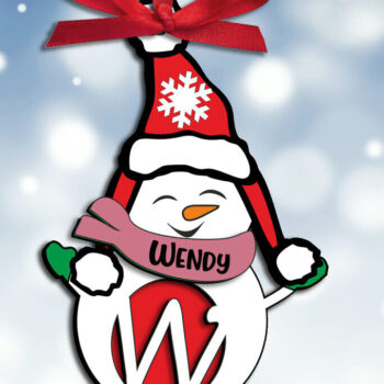 Intra απο ξύλο plywood 3mm-4mm πάχος Χριστουγεννιάτικο γράμμα χιονάνθρωπος W Στολίδι Δίασταση 8x8 cm INTRAFABR-110185812 - Image 3