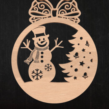 Intra απο ξύλο plywood 3mm-4mm πάχος Χριστουγεννιάτικο Στολίδι Χιονάνθρωπος Δίασταση 8x8 cm INTRAFABR-110388099 - Image 1
