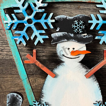 Intra απο ξύλο plywood 3mm-4mm πάχος Χριστουγεννιάτικο Snowman Shelf Sitter  Δίασταση 8x8 cm INTRAFABR-78909940 - Image 1
