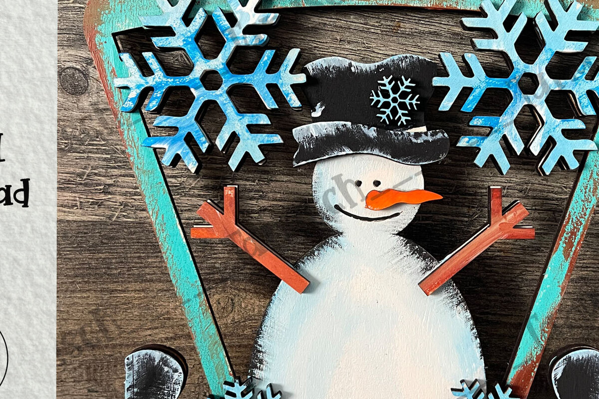 Intra απο ξύλο plywood 3mm-4mm πάχος Χριστουγεννιάτικο Snowman Shelf Sitter  Δίασταση 8x8 cm INTRAFABR-78909940