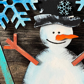 Intra απο ξύλο plywood 3mm-4mm πάχος Χριστουγεννιάτικο Snowman Shelf Sitter  Δίασταση 8x8 cm INTRAFABR-78909940 - Image 2