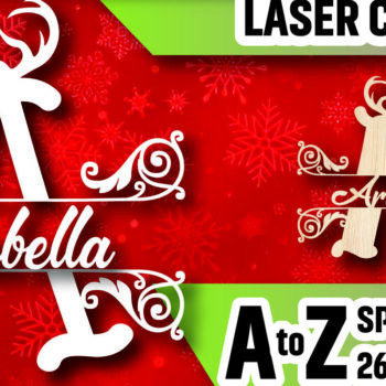 Intra απο ξύλο plywood 3mm-4mm πάχος Christmas Split Monogram Cut  Δίασταση 15x15 cm INTRAFABR-105150500 - Image 1