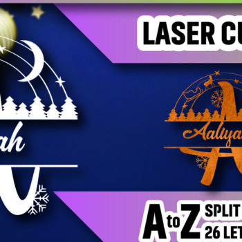 Intra απο ξύλο plywood 3mm-4mm πάχος Christmas Split Monogram Cut  Δίασταση 15x15 cm INTRAFABR-105189563 - Image 1