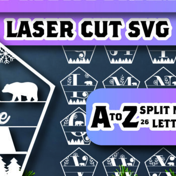 Intra απο ξύλο plywood 3mm-4mm πάχος Christmas Split Monogram Cut  Δίασταση 15x15 cm INTRAFABR-105260175 - Image 1