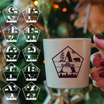 Intra απο ξύλο plywood 3mm-4mm πάχος Christmas Split Monogram Cut  Δίασταση 15x15 cm INTRAFABR-105260175 - Image 4