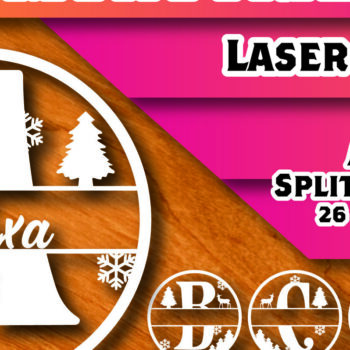 Intra απο ξύλο plywood 3mm-4mm πάχος Christmas Split Monogram Cut  Δίασταση 15x15 cm INTRAFABR-105041898 - Image 1