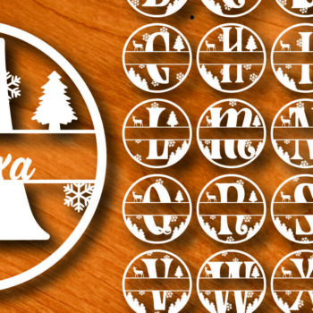 Intra απο ξύλο plywood 3mm-4mm πάχος Christmas Split Monogram Cut  Δίασταση 15x15 cm INTRAFABR-105041898 - Image 2