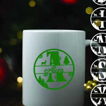 Intra απο ξύλο plywood 3mm-4mm πάχος Christmas Split Monogram Cut  Δίασταση 15x15 cm INTRAFABR-105041898 - Image 5