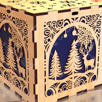 Intra απο ξύλο plywood 3mm-4mm πάχος Χριστουγεννιάτικο κουτί δώρου Squar με Δίασταση 4x4 cm INTRAFABR-108266920 - Image 1