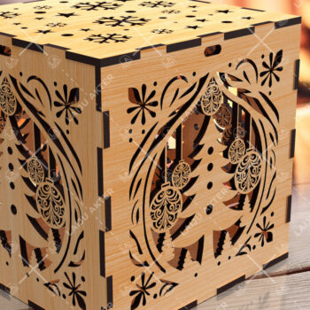 Intra απο ξύλο plywood 3mm-4mm πάχος Χριστουγεννιάτικο κουτί δώρου Squar με Δίασταση 4x4 cm INTRAFABR-108266928 - Image 2