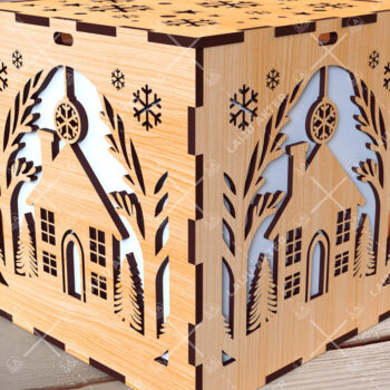 Intra απο ξύλο plywood 3mm-4mm πάχος Χριστουγεννιάτικο κουτί δώρου Squar με Δίασταση 4x4 cm INTRAFABR-108266943 - Image 1