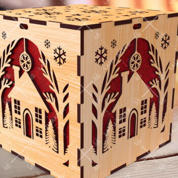 Intra απο ξύλο plywood 3mm-4mm πάχος Χριστουγεννιάτικο κουτί δώρου Squar με Δίασταση 4x4 cm INTRAFABR-108266943 - Image 2