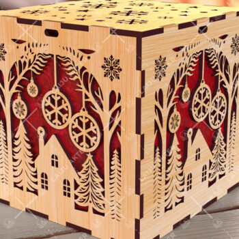 Intra απο ξύλο plywood 3mm-4mm πάχος Χριστουγεννιάτικο κουτί δώρου Squar με Δίασταση 4x4 cm INTRAFABR-108266949 - Image 1