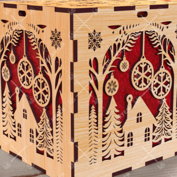 Intra απο ξύλο plywood 3mm-4mm πάχος Χριστουγεννιάτικο κουτί δώρου Squar με Δίασταση 4x4 cm INTRAFABR-108266949 - Image 2