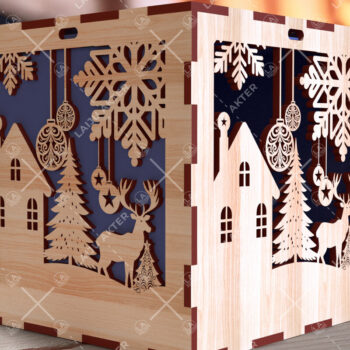 Intra απο ξύλο plywood 3mm-4mm πάχος Χριστουγεννιάτικο κουτί δώρου Squar με Δίασταση 4x4 cm INTRAFABR-108266909 - Image 1