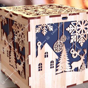 Intra απο ξύλο plywood 3mm-4mm πάχος Χριστουγεννιάτικο κουτί δώρου Squar με Δίασταση 4x4 cm INTRAFABR-108266909 - Image 2